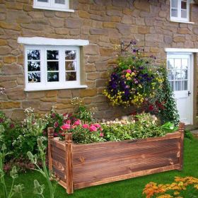 Raised Garden Bed Flower or Vegetable Planter Window Mounted Plant Box for Garden, Yard Wood Box for Planting (Color: L)