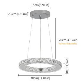 Luxury Crystal Modern Pendant Light DIY Rings Led Dimmable Chandelier Hanging Lustre Ceiling Lamp Home Living Room Decor Fixture (Body Color: 1 ring, Wattage: Cool White)