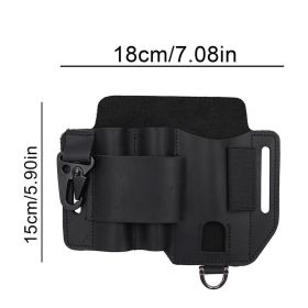 EDCs Organizer Sheath Leather EDCs Tool Holster Multitool Sheath High Capacity Cowhide Holster For Knives Car Key (Color: Black)