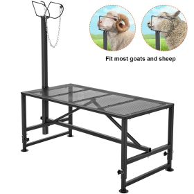 VEVOR Goat & Sheep Stand, 47x23 inch Livestock Stand, Metal Livestock Milking and Shearing Stand 21" to 33" Adjustable Height (Color: Black, Table Length and Width: 47 x 23 in)