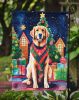 Golden Retriever Christmas Garden Flag Mailbox Flag Decorative Yard Flag Banner Outside Patio Artwork Yard Flower Beds, Garden Size, Multicolor